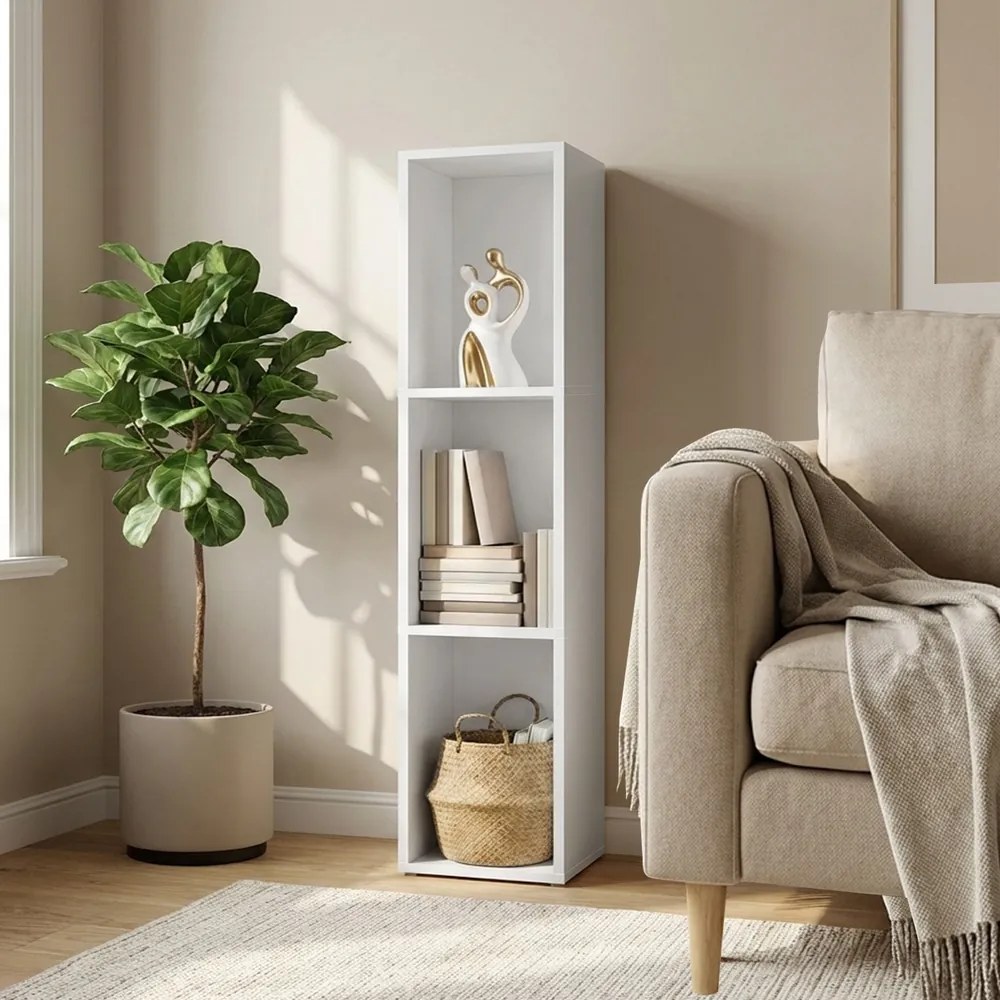 Estante com 3 prateleiras aberta 24 x 20 x 94,8 cm, estante para a sala de estar Branca