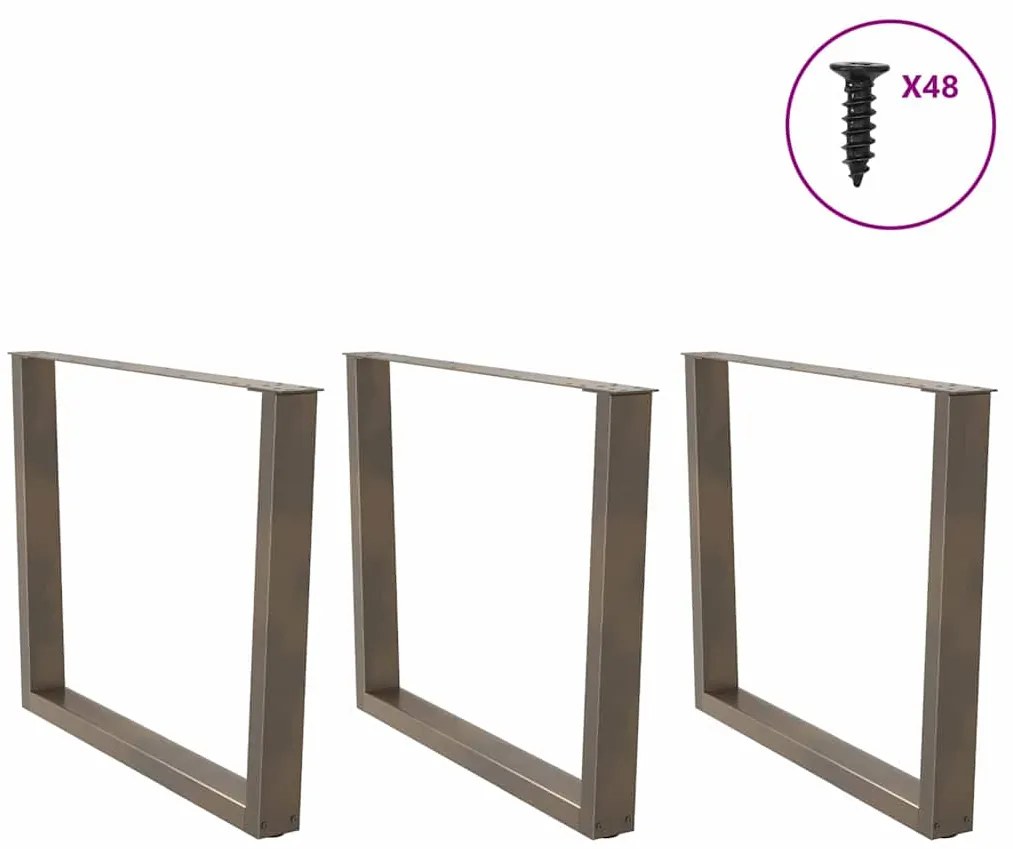 Pés para mesa de jantar em formato de V, 3 peças, aço natural, 100x(72