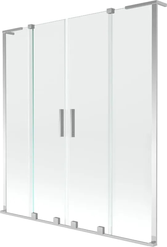 Mexen Velar L Duo paravento de banheira de canto deslizante de 2 painéis 160 x 150 cm, transparente, cromado
