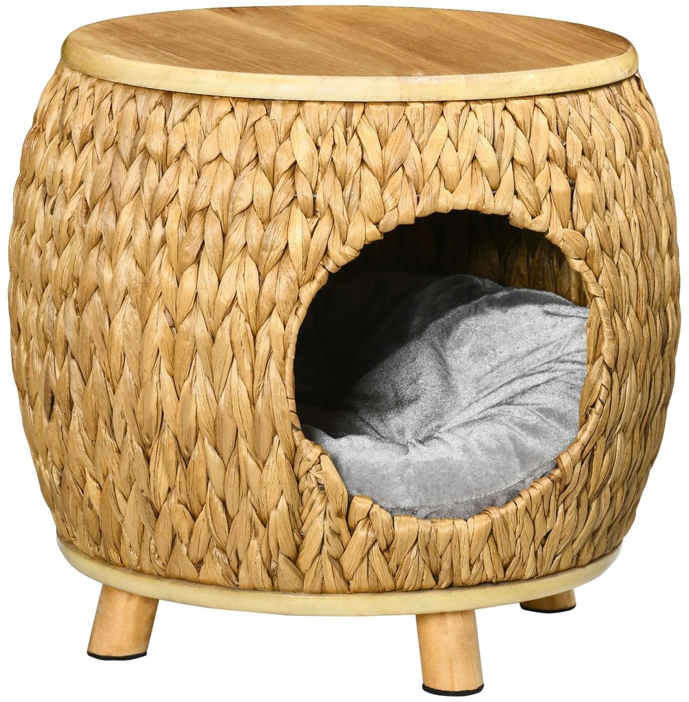 PawHut Caverna para Gatos Cama para Gatos com Almofada Lavável e Pés 44x43x42cm Madeira