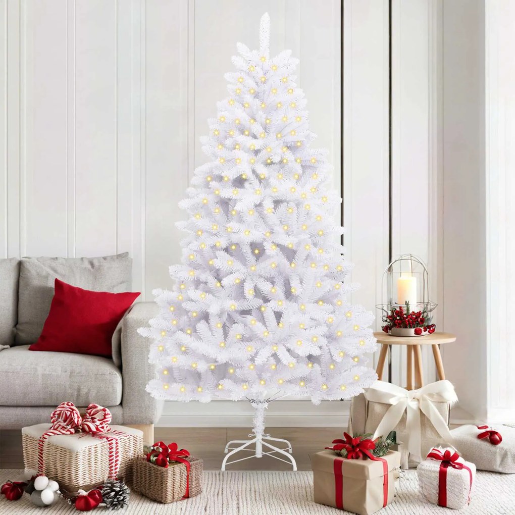 vidaXL Árvore de Natal Artificial Branco 180 cm PVC e Metal