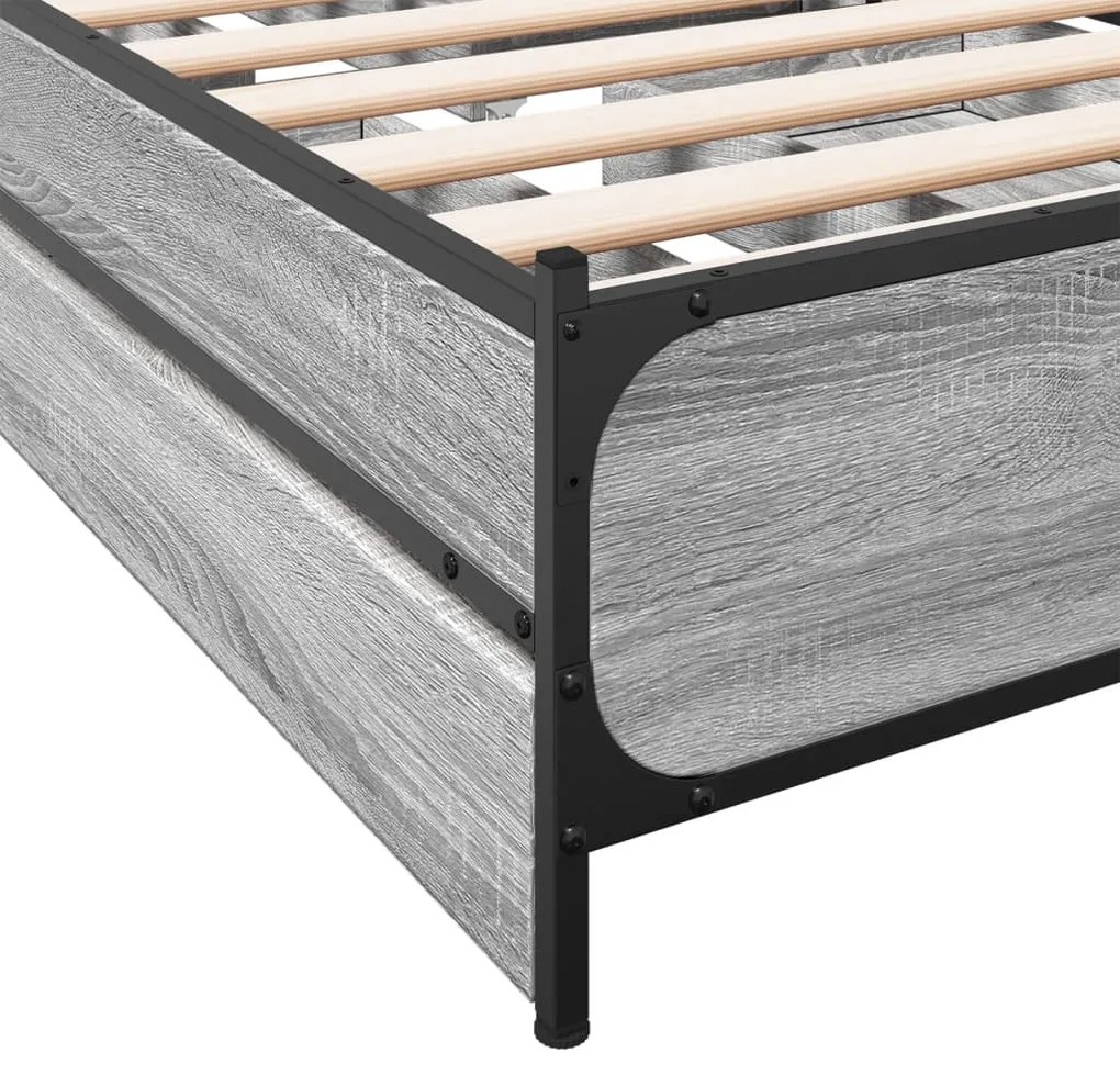 Estrutura de cama c/ gavetas derivados madeira cinza sonoma