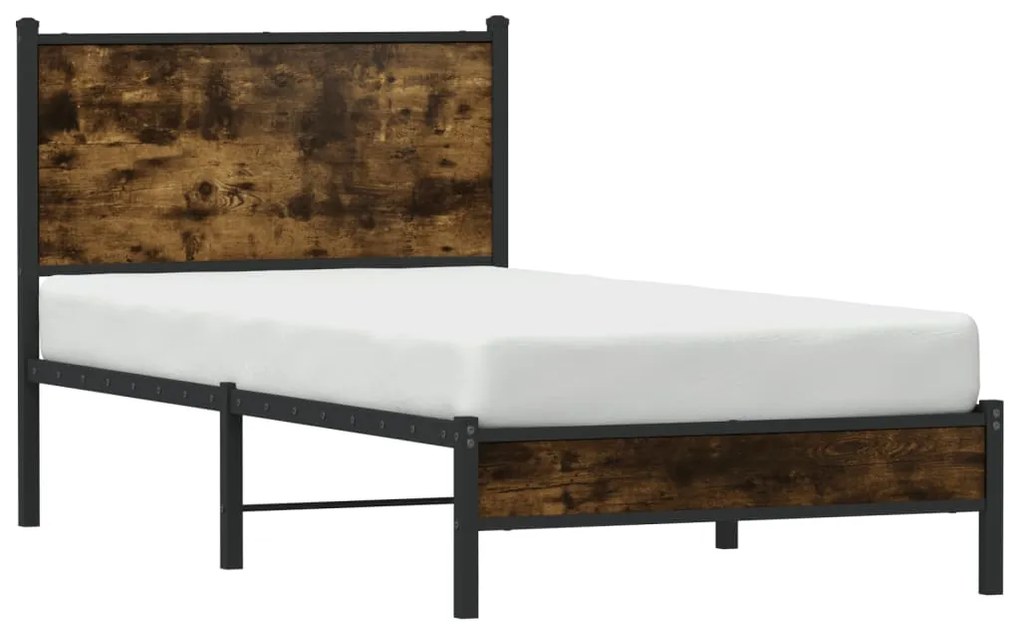Estrutura de cama sem colchão 90x190 cm metal carvalho fumado