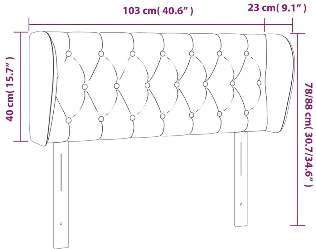 Cabeceira de cama c/ abas veludo 103x23x78/88 cm preto