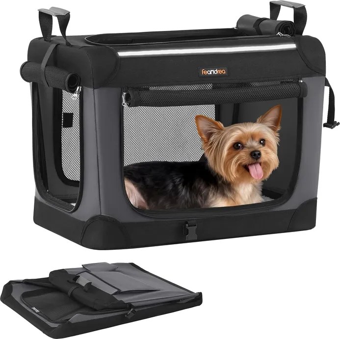 Transportadora dobrável para cães pequenos 50 x 35 x 35 cm Preto