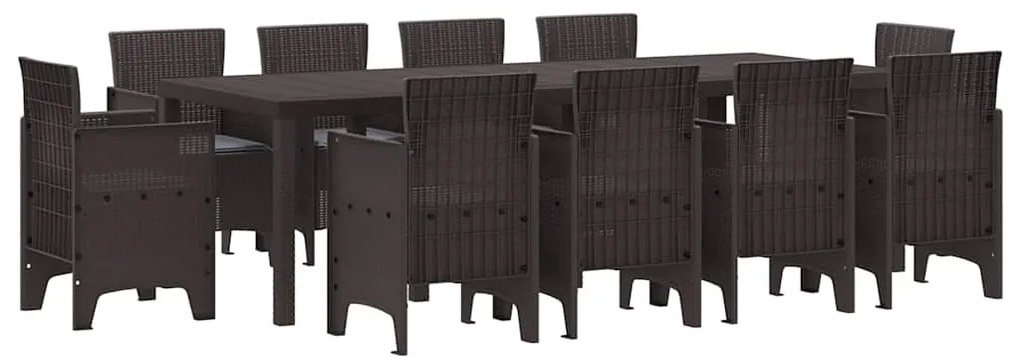 Conjunto de Jantar de Jardim 11 pcs Castanho 250 x 100 x 73 cm