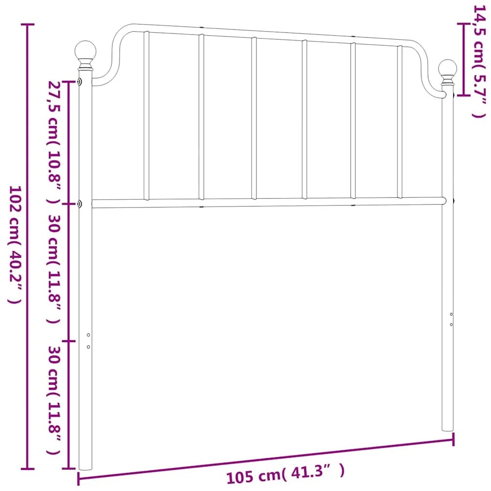 Cabeceira de cama 100 cm metal branco