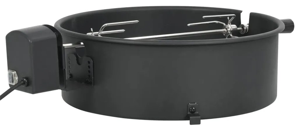 44289 vidaXL Conjunto espeto giratório para churrasqueira 47 cm preto