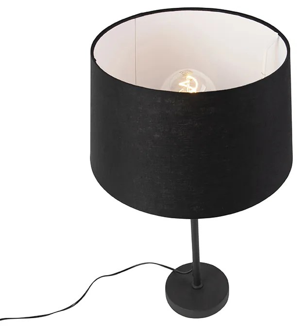 Candeeiro de mesa preto com abajur de linho preto 35 cm ajustável - Parte Moderno