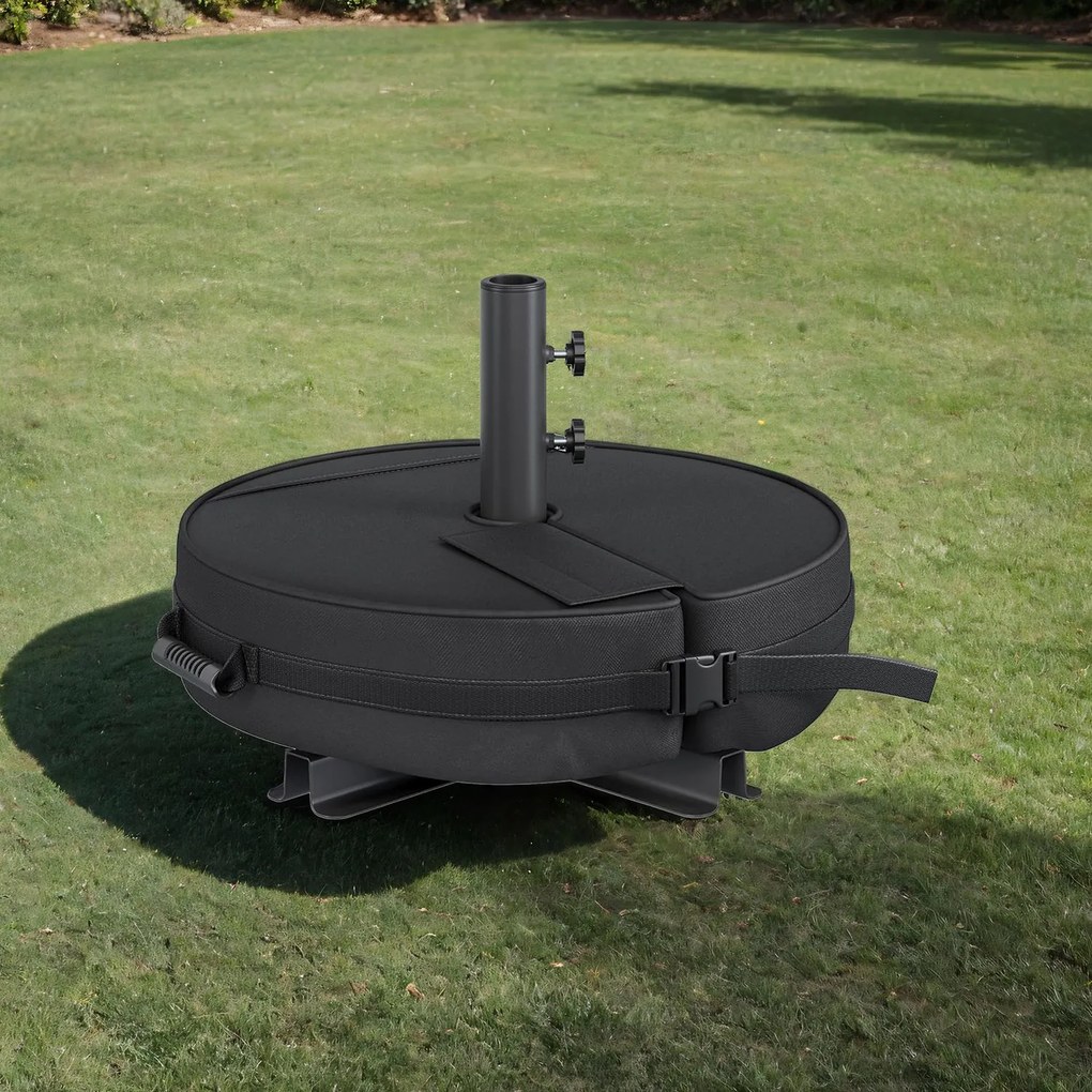 Suporte base para guarda-sol, pode ser enchido com areia 55,1 x 55,1 x 40,1 cm preto