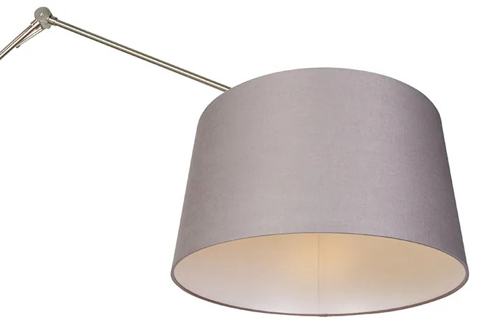 Candeeiro de pé moderno em aço com abajur cinzento escuro 45 cm - Editor Moderno