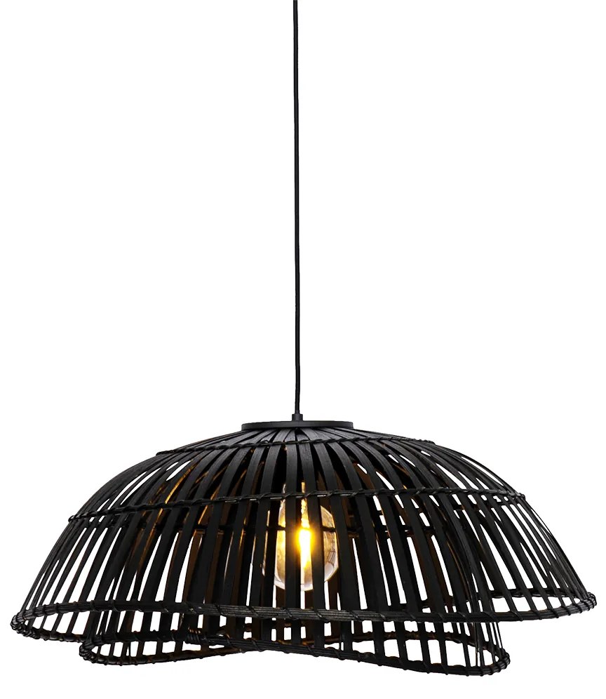 Candeeiro de suspensão oriental preto em bambu 62 cm - Pua Oriental