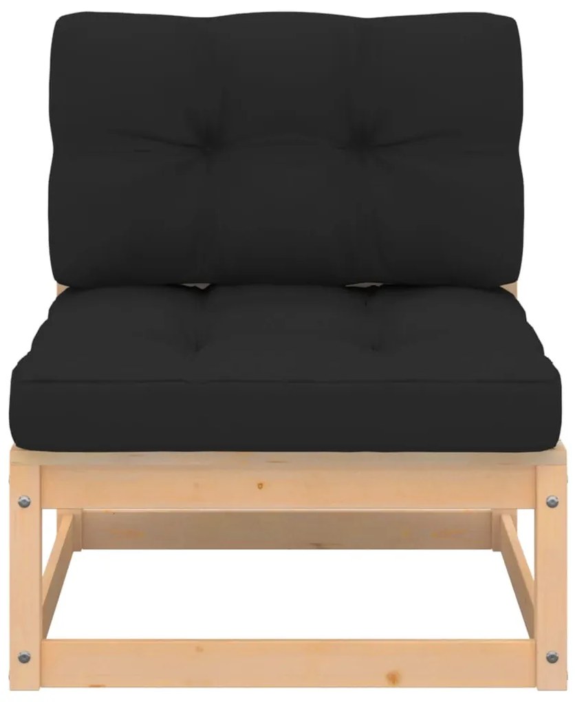 5 pcs conjunto lounge de jardim c/ almofadões pinho maciço