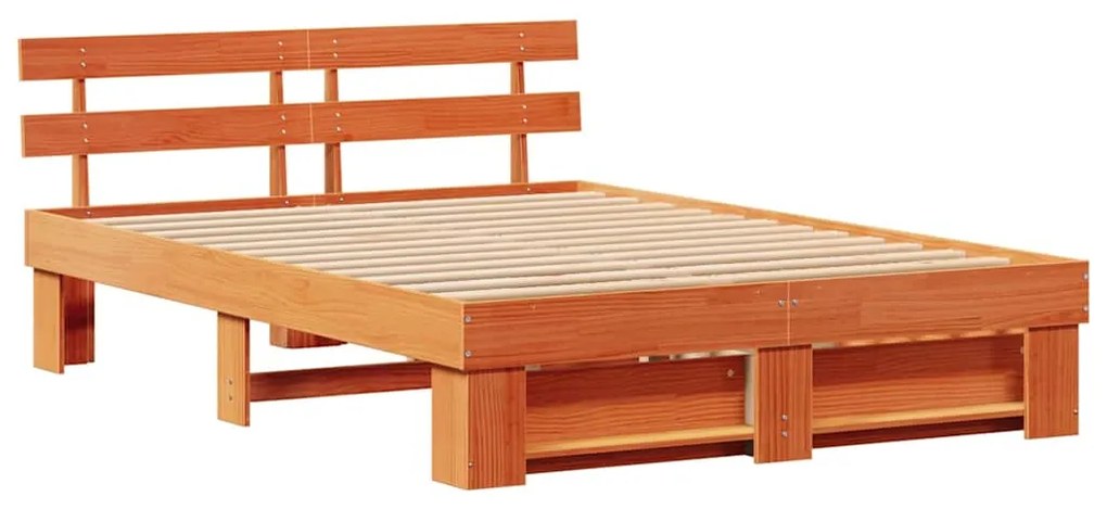 Estrutura da Cama Castanho-mel 150 x 200 cm Madeira Sólida