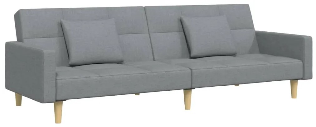 Sofá-cama de 2 lugares c/ apoio de pés tecido cinzento-claro