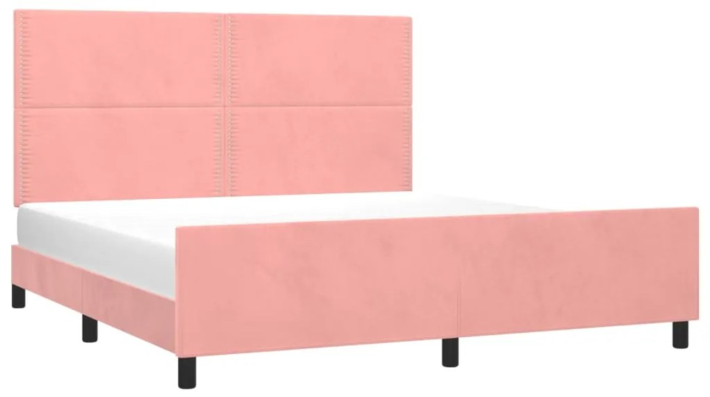 Estrutura de cama c/ cabeceira 180x200 cm veludo rosa