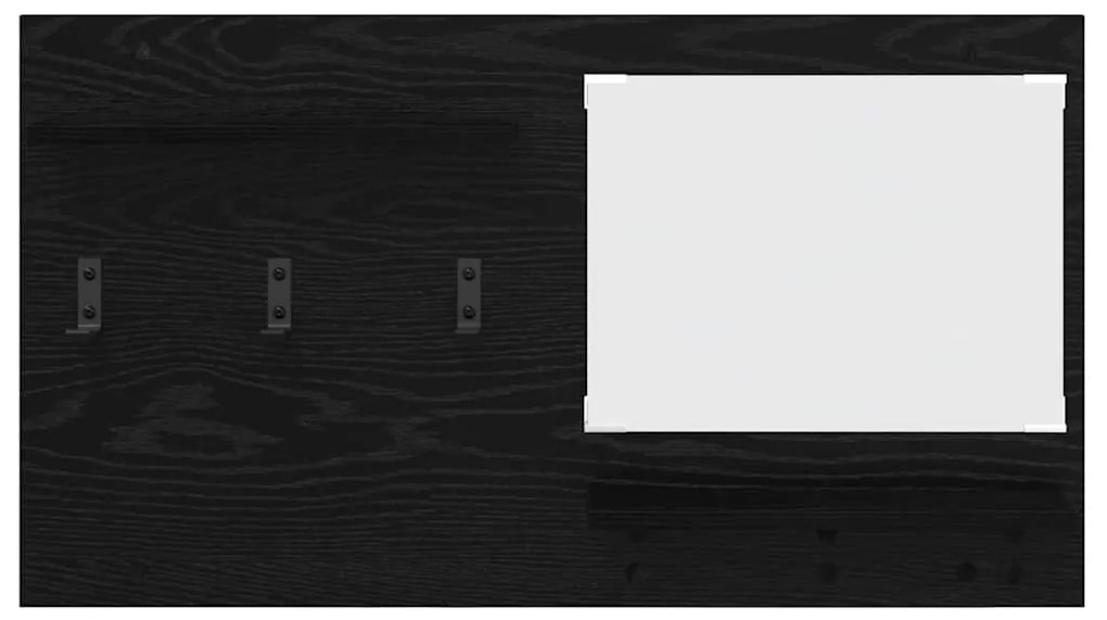 Cabideiro de Parede Carvalho Preto 90 x 10 x 50 cm