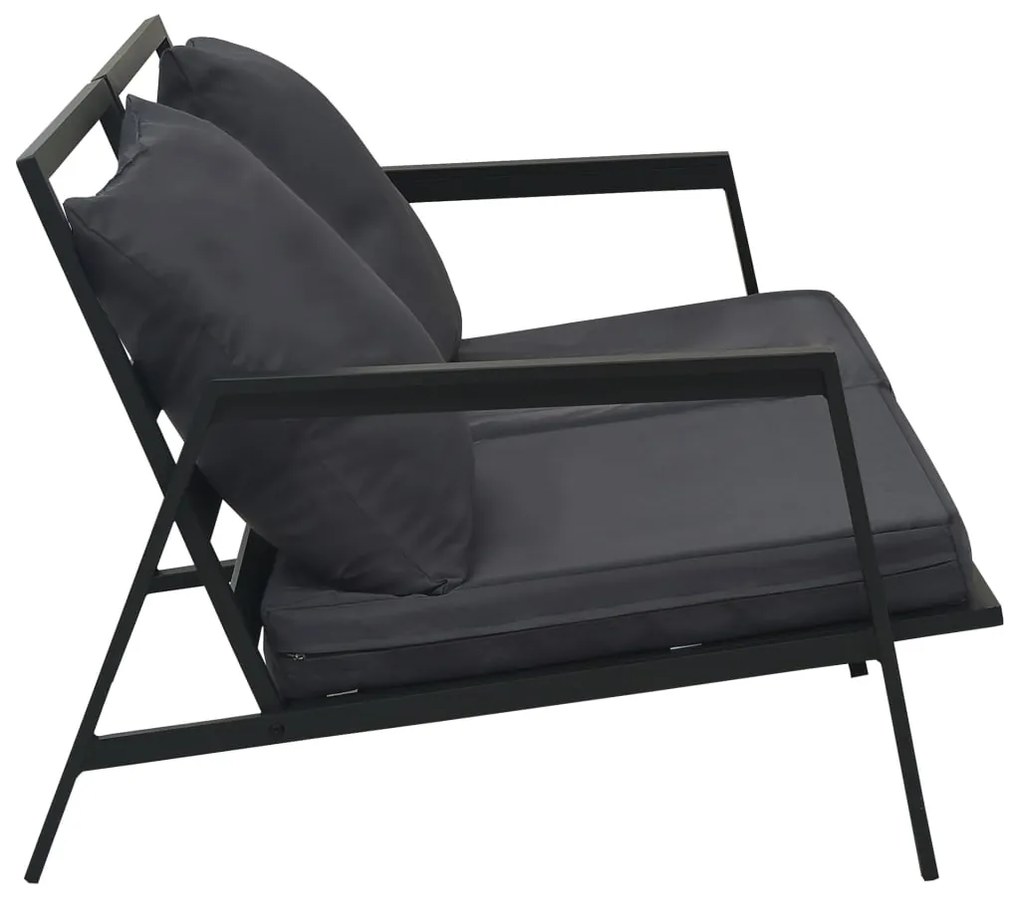 5 pcs conjunto lounge jardim + almofadões alumínio cinza-escuro