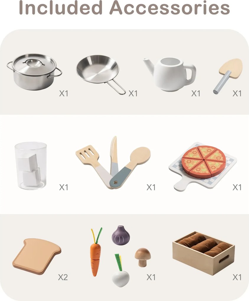 Cozinha de Brincar Infantil de Madeira 92 x 72 x 27 cm Plantio