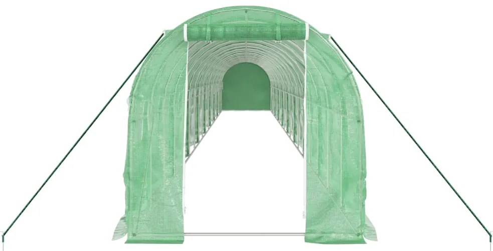 Estufa com estrutura de aço 36 m² 18x2x2 m verde