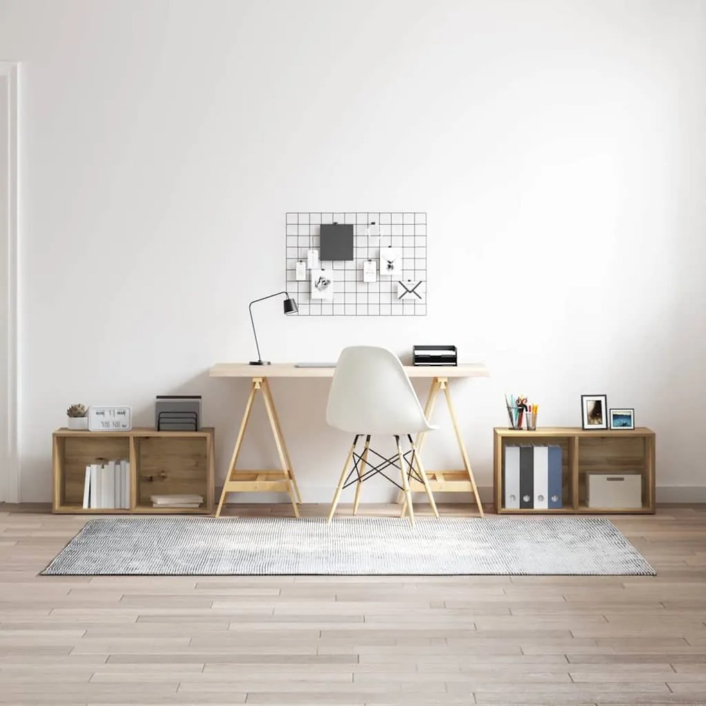vidaXL Conjunto de móvel de TV com prateleira 2 pcs Carvalho Artesanal