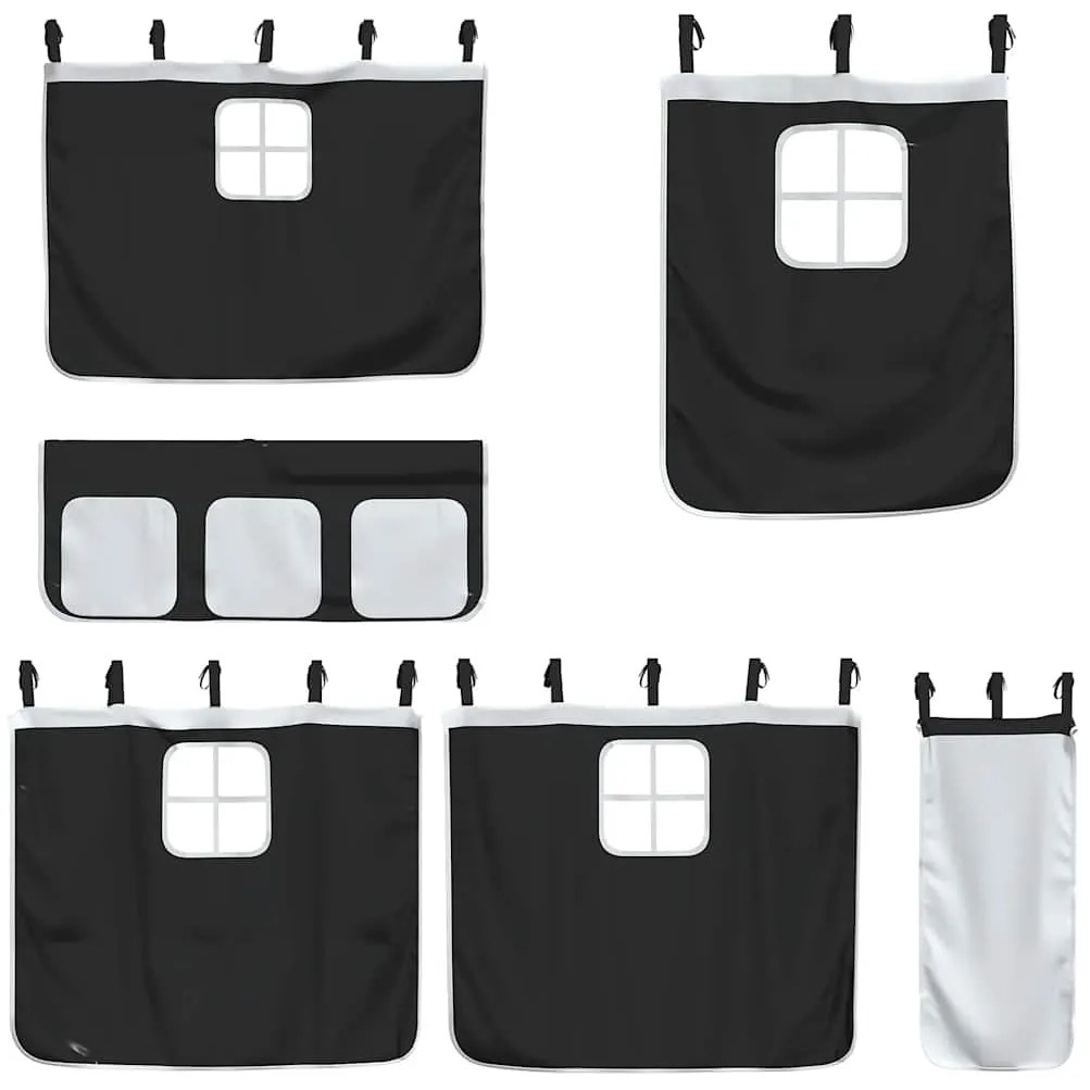 Cortinas para cama elevada poliéster branco e preto