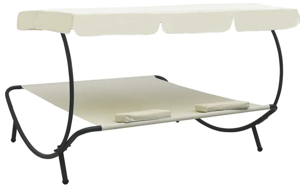 Espreguiçadeira com toldo e almofadas branco nata
