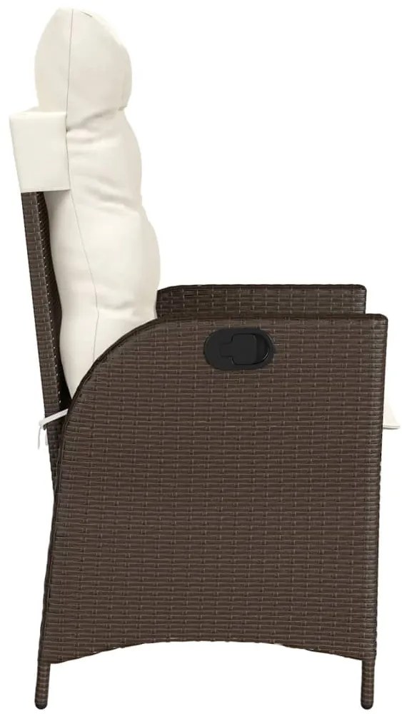 Cadeiras jardim reclináveis 2pcs c/ almofadões vime PE castanho