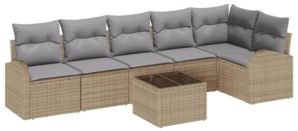 Conjunto de Sofá de Jardim 7 Peças com Almofadas Polyrattan Preto