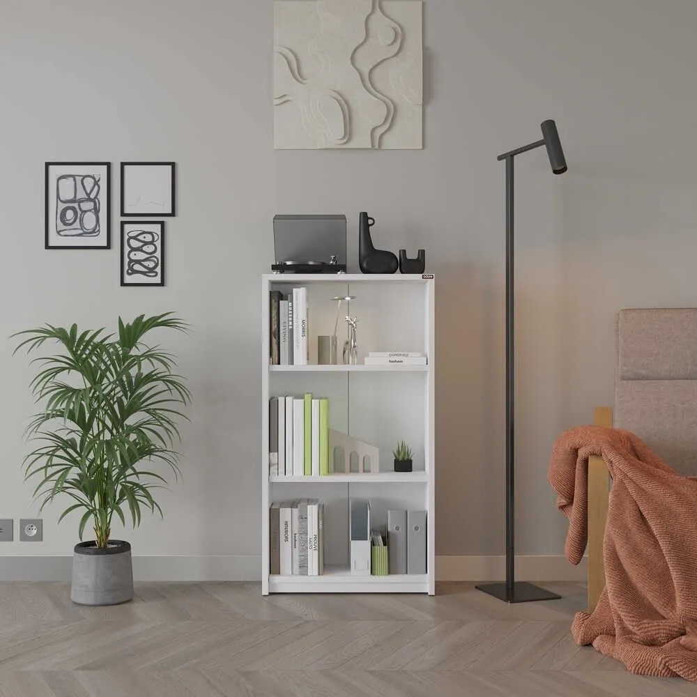 Estante “Milla” — 58x23x106 cm — Design Moderno em Branco com Pratelei