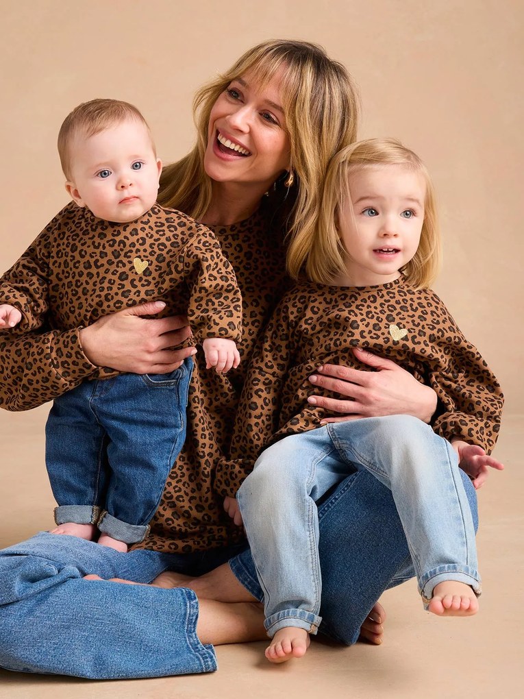 Sweat Leopardo para mulher, coleção cápsula mãe-filha, da ENVIE DE FRAISE bege