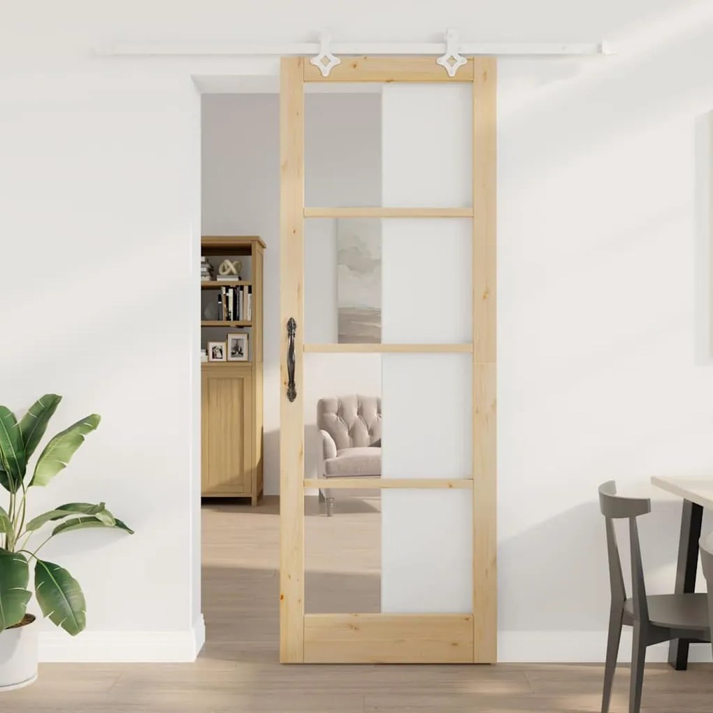 vidaXL Porta Deslizante Natural 83 x 232 cm