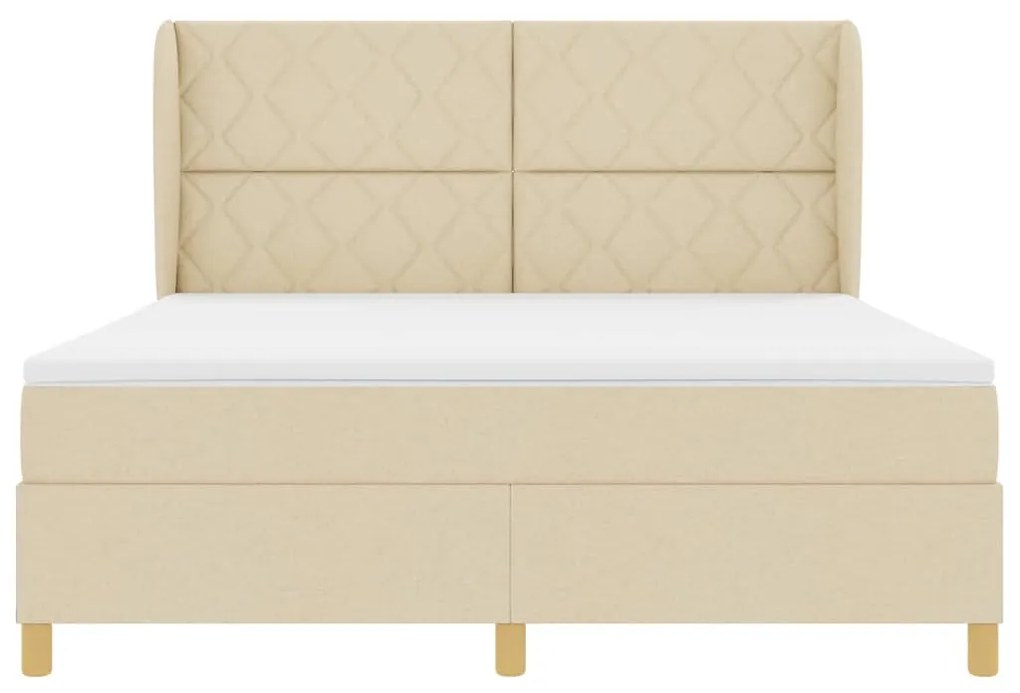 Cama Box Spring com Colchão VidaXL Creme 180x200 cm Tecido