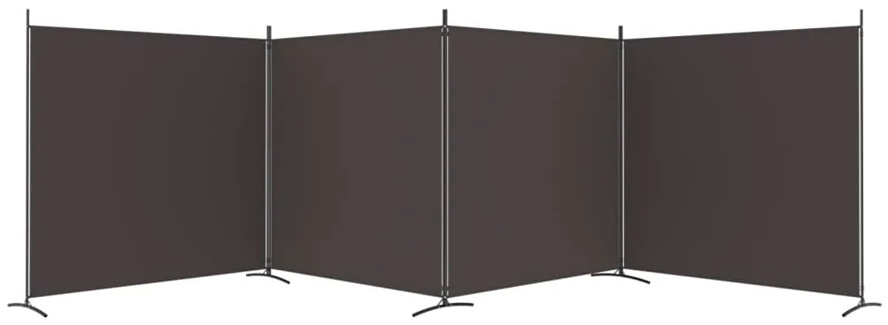Divisória de quarto com 4 painéis 698x180 cm tecido castanho