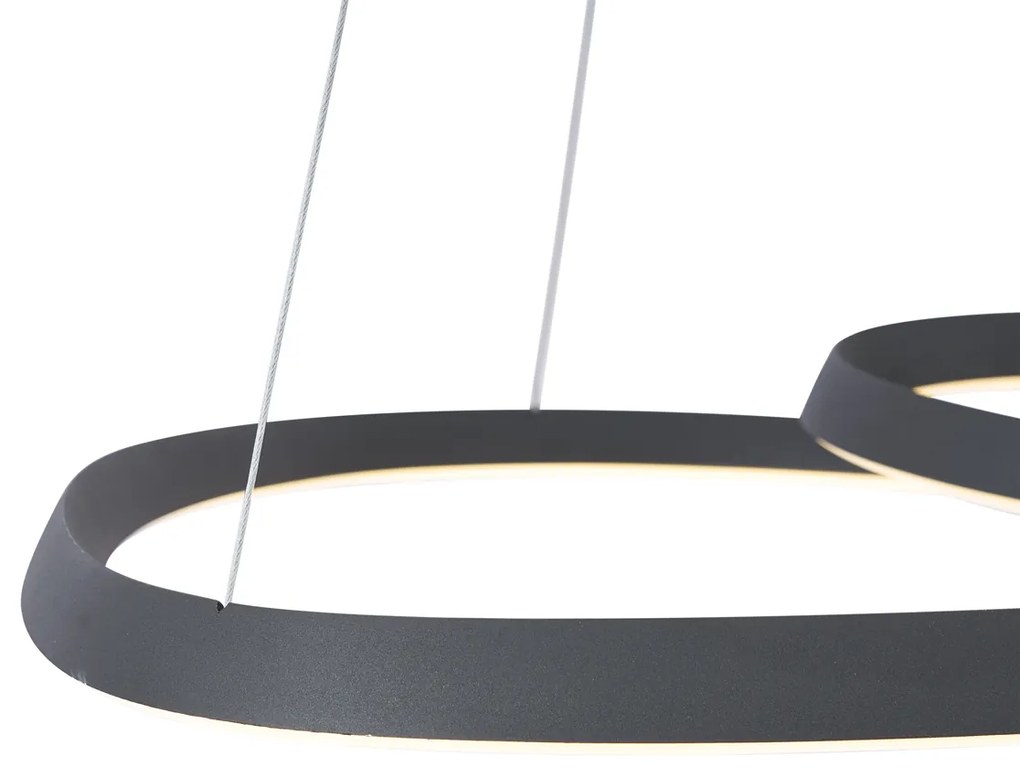 Candeeiro suspenso escandinavo preto 72cm incl. LED regulável em 3 níveis - Circuit Escandinavo