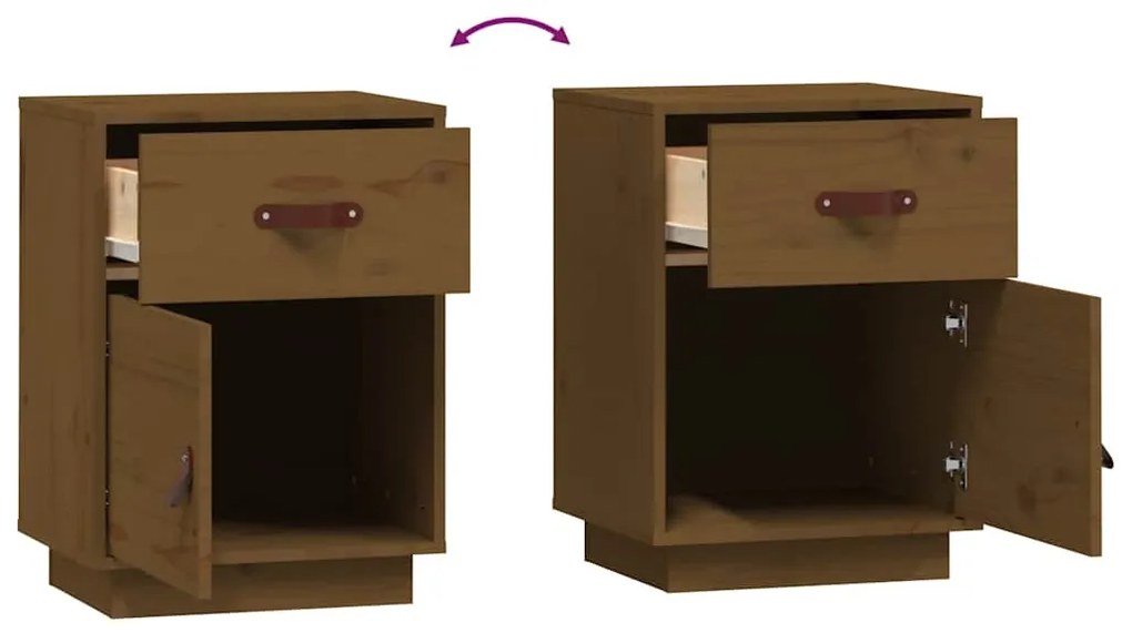 Mesa de cabeceira 40x34x55 cm pinho maciço castanho mel