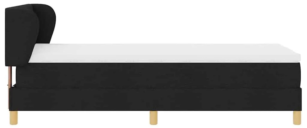Cama Box Spring com Colchão - Preto, 90x190 cm, Tecido