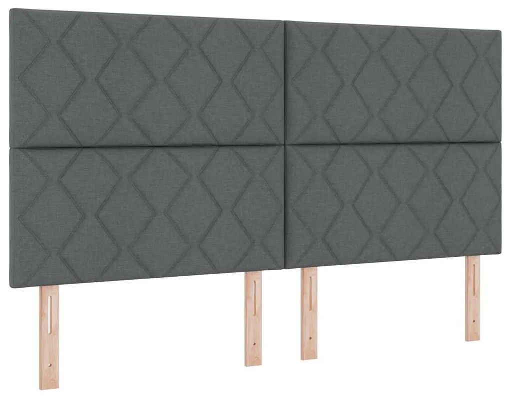 Cama com Molas com Colchão &amp; LED Cinza Escuro 180x200 cm Tecido