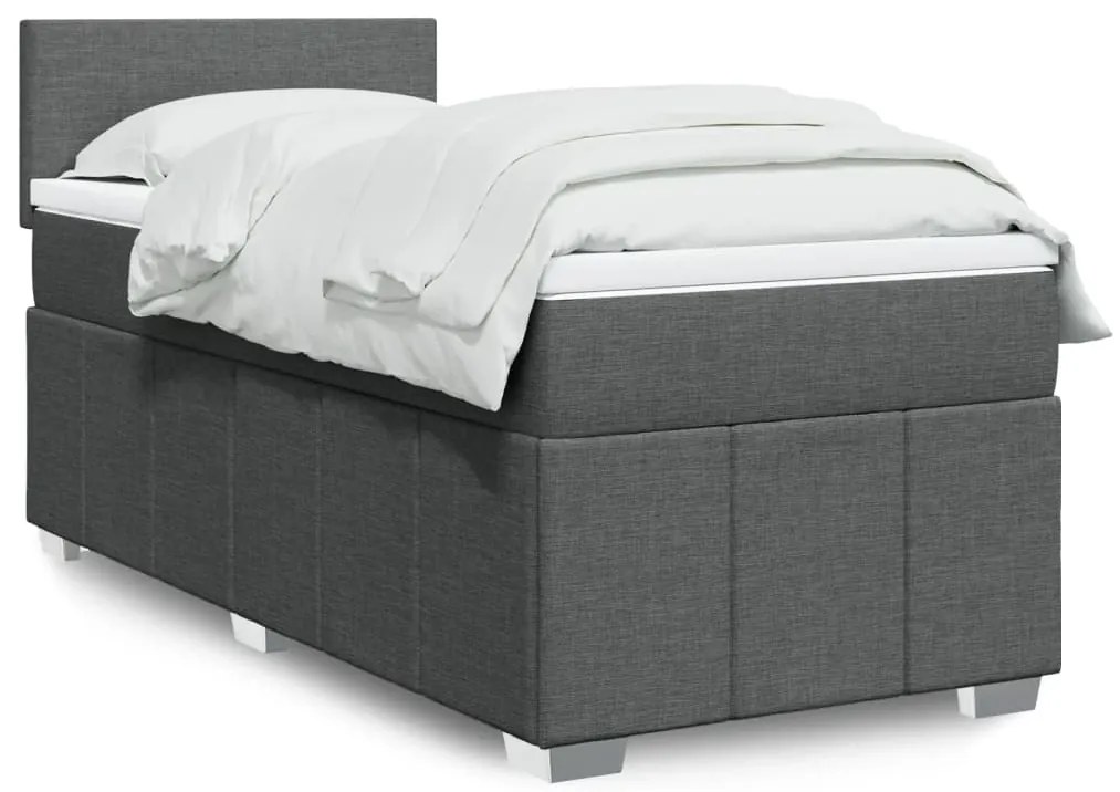 Cama com molas/colchão 90x190 cm tecido cinza-escuro