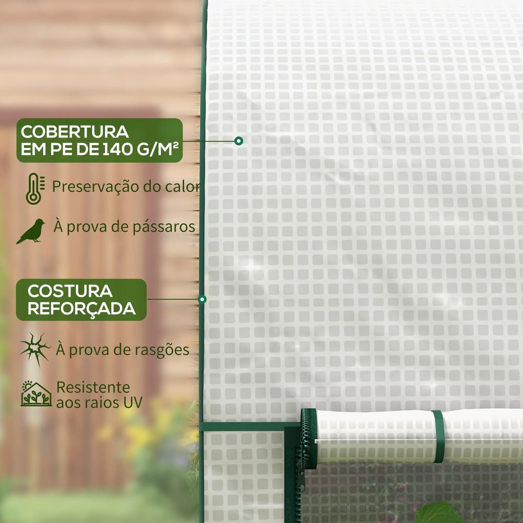 Estufa de Jardim em Aço e PE – 200x100x178 cm | Com Porta Dupla e Cobe