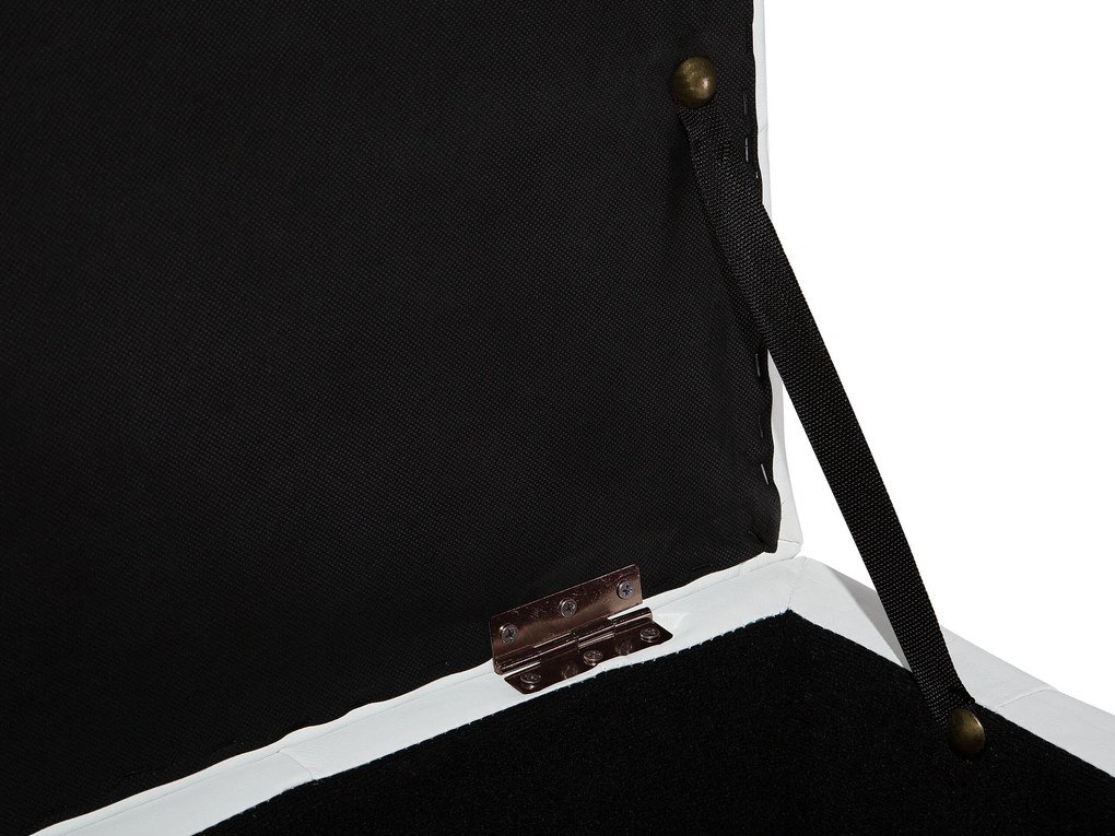 Tamborete com arrumação em pele sintética branca 72 x 42 cm MICHIGAN Beliani