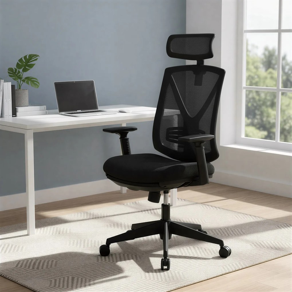 Cadeira de escritório 68,5 x 70 x (116-133) cm regulável em altura em malha respirável preta