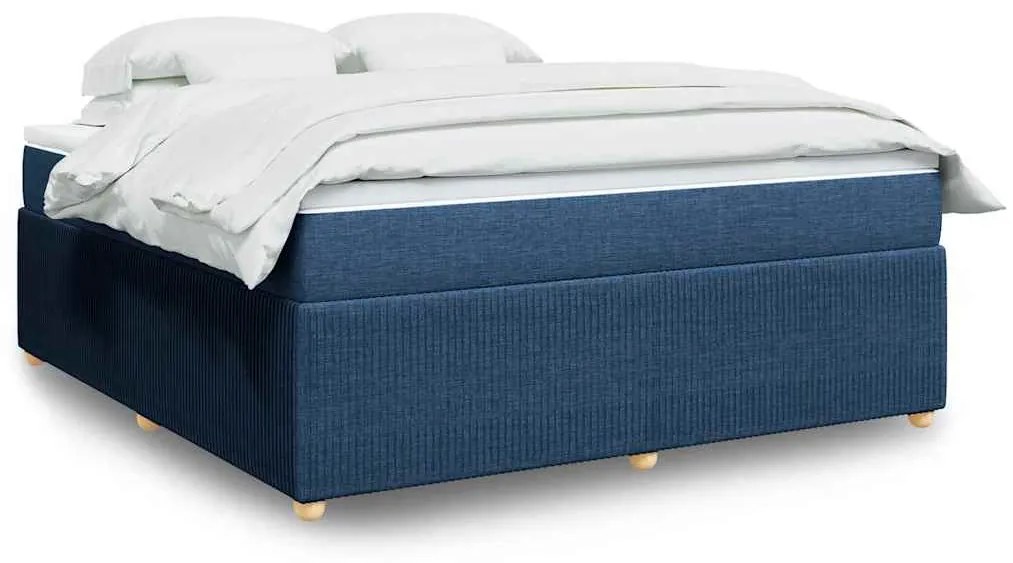 Cama com molas/colchão 180x200 cm tecido azul