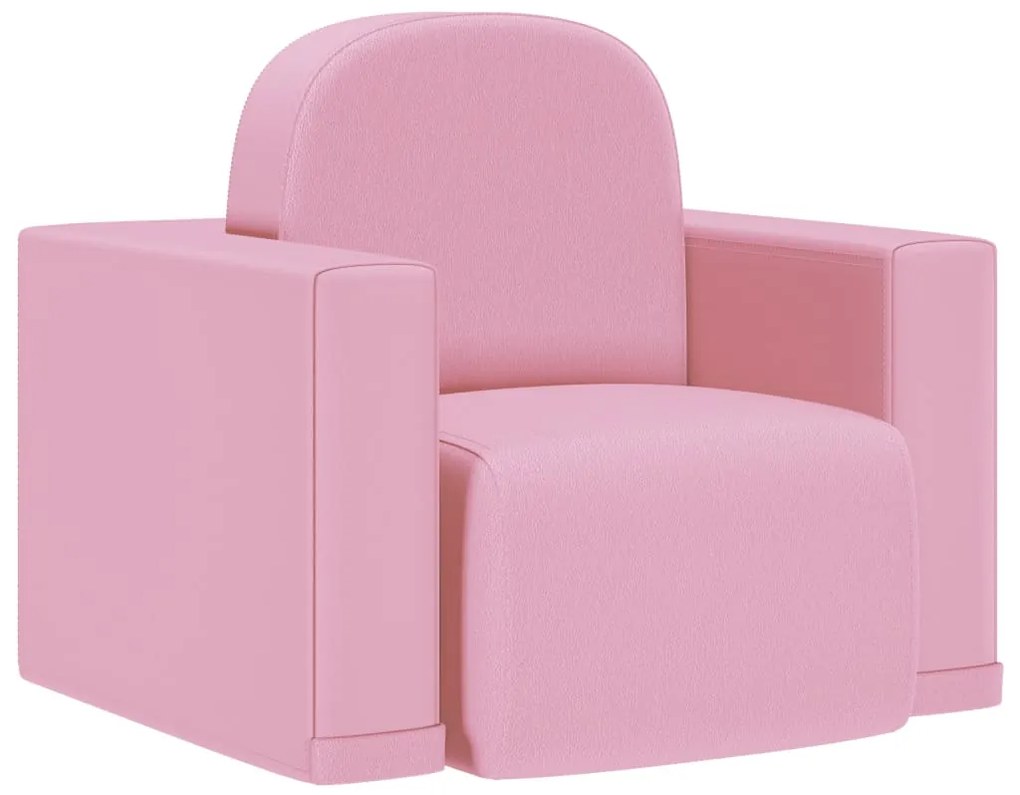 325518 vidaXL Sofá infantil 2-em-1 couro artificial rosa