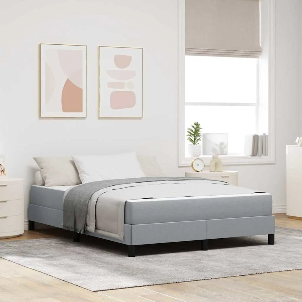 vidaXL Cama Box Outros Cinzento-claro 140 x 190 cm tecido