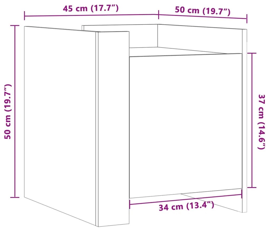 Mesa cabeceira 45x50x50 cm derivados de madeira branco