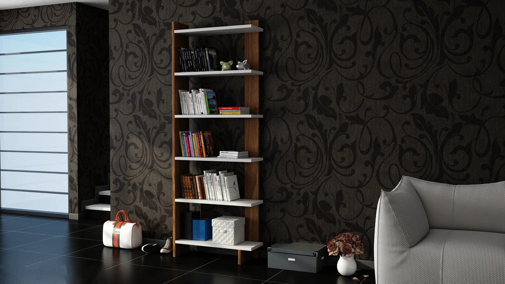 Estante Order – Branco e Nogal – 46,8 x 170 x 21,3 cm