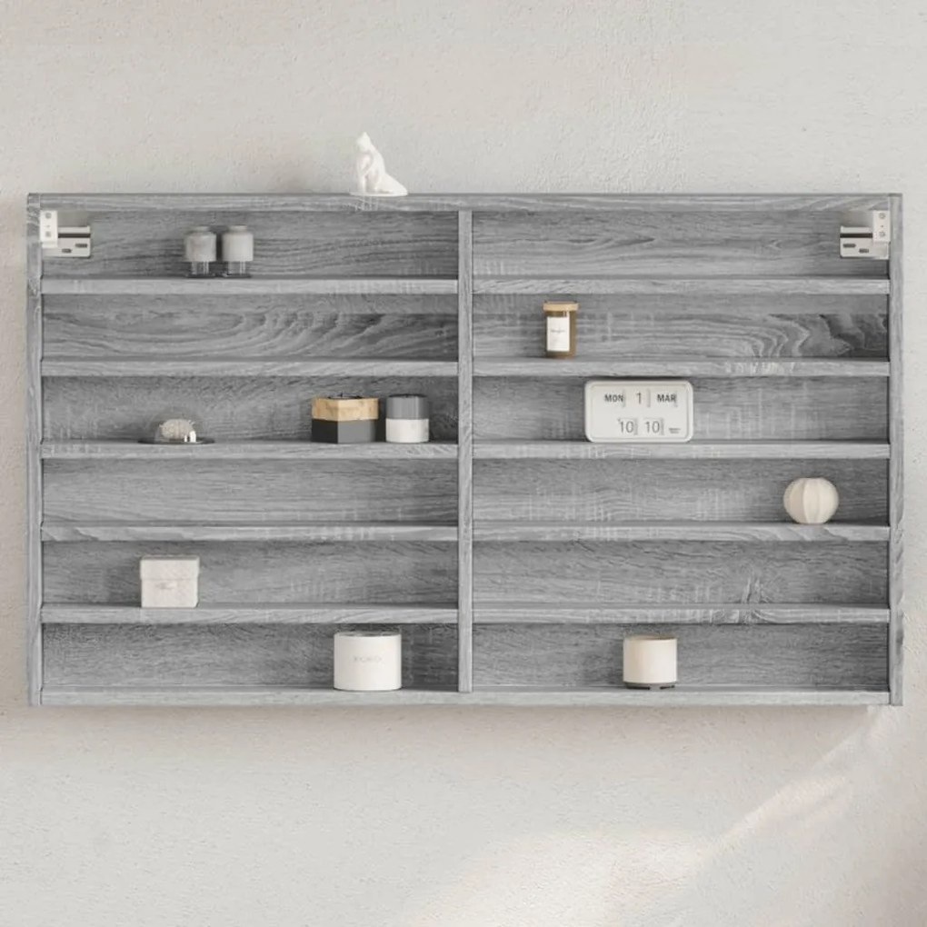 Armário vitrine 100x8,5x58 cm derivados de madeira cinza sonoma
