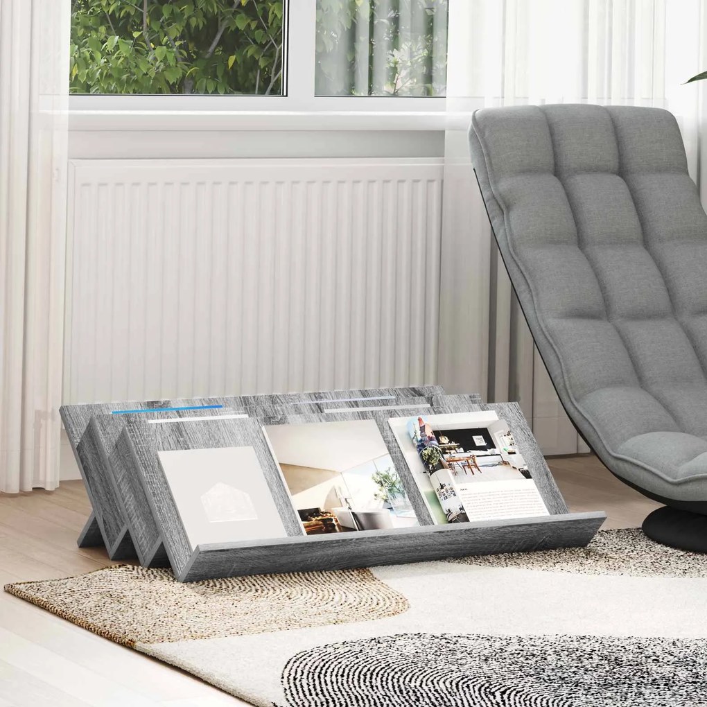 vidaXL Estante de Revistas Cinza Sonoma 90 x 53 x 28,5 cm