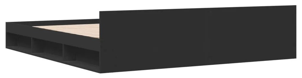 Estrutura de cama c/ gavetas 200x200 cm derivados madeira preto